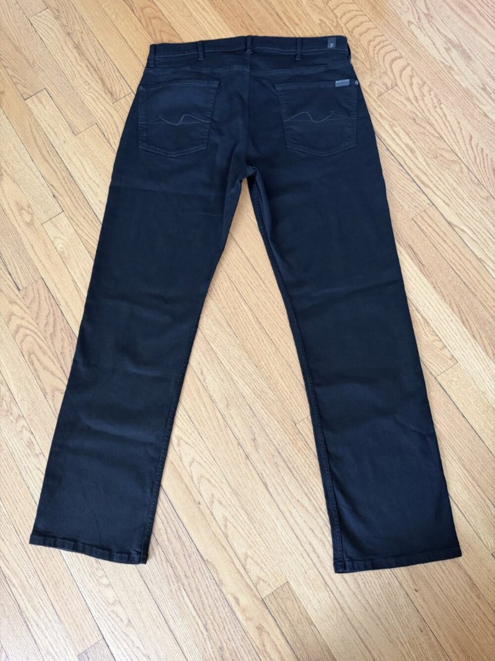 7 For All Mankind Austyn Relaxed Straight Jeans Squiggle Pocket Black Onyx 38 - Picture 8 of 8